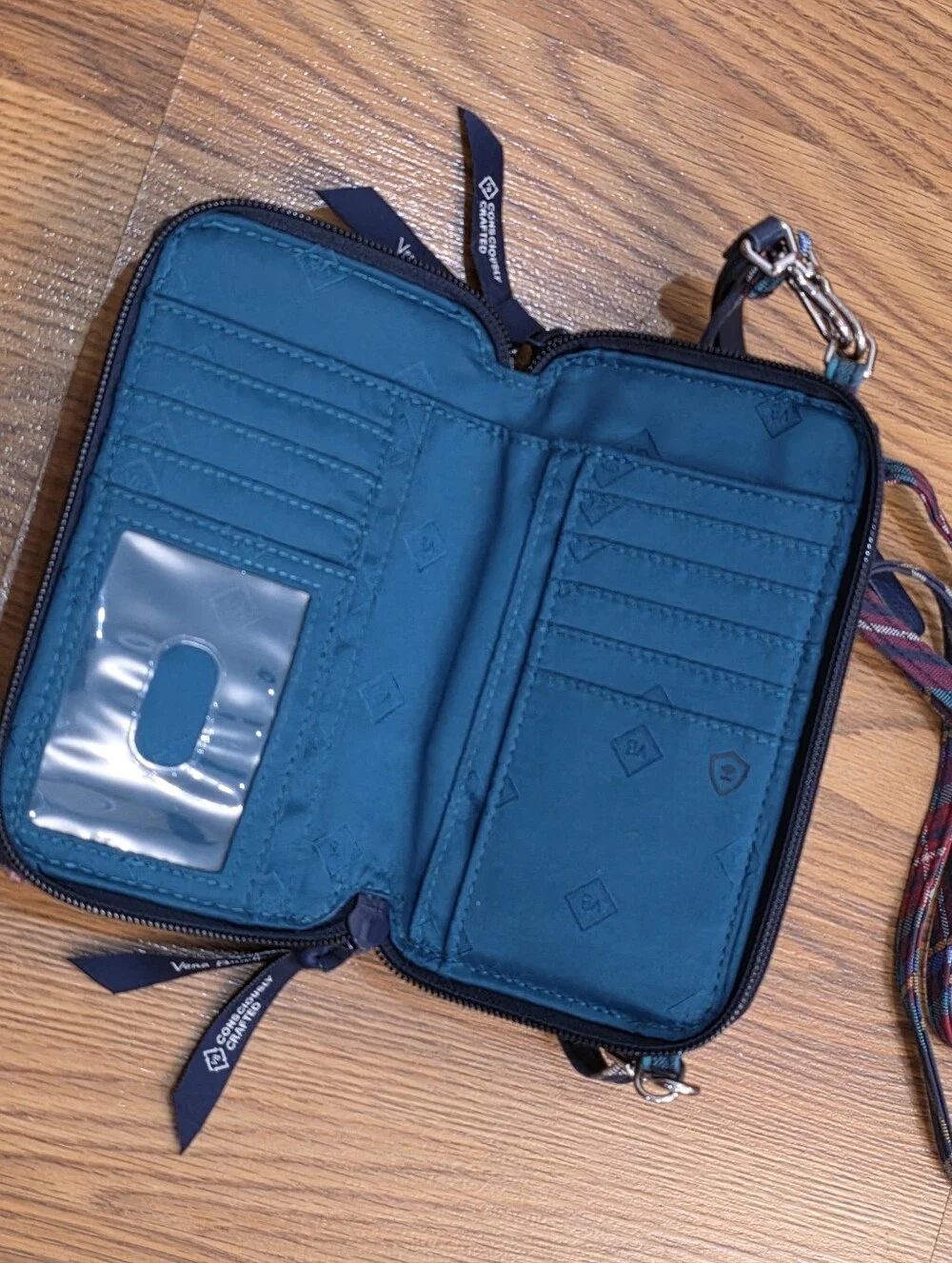 Vera Bradley Tartan Plaid RFID Navy All-In-One Crossbody Handbag Purse Travel